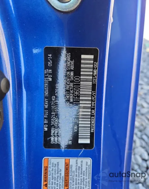 2015 Subaru Brz 2.0 Limited из США, поврежденный, VIN JF1ZCAC11F9601100